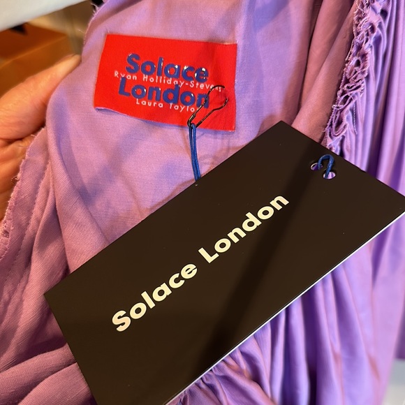 NWT SOLACE LONDON, Layci one-shoulder ruffle shantung lav dress, Sz 4 - Picture 12 of 14